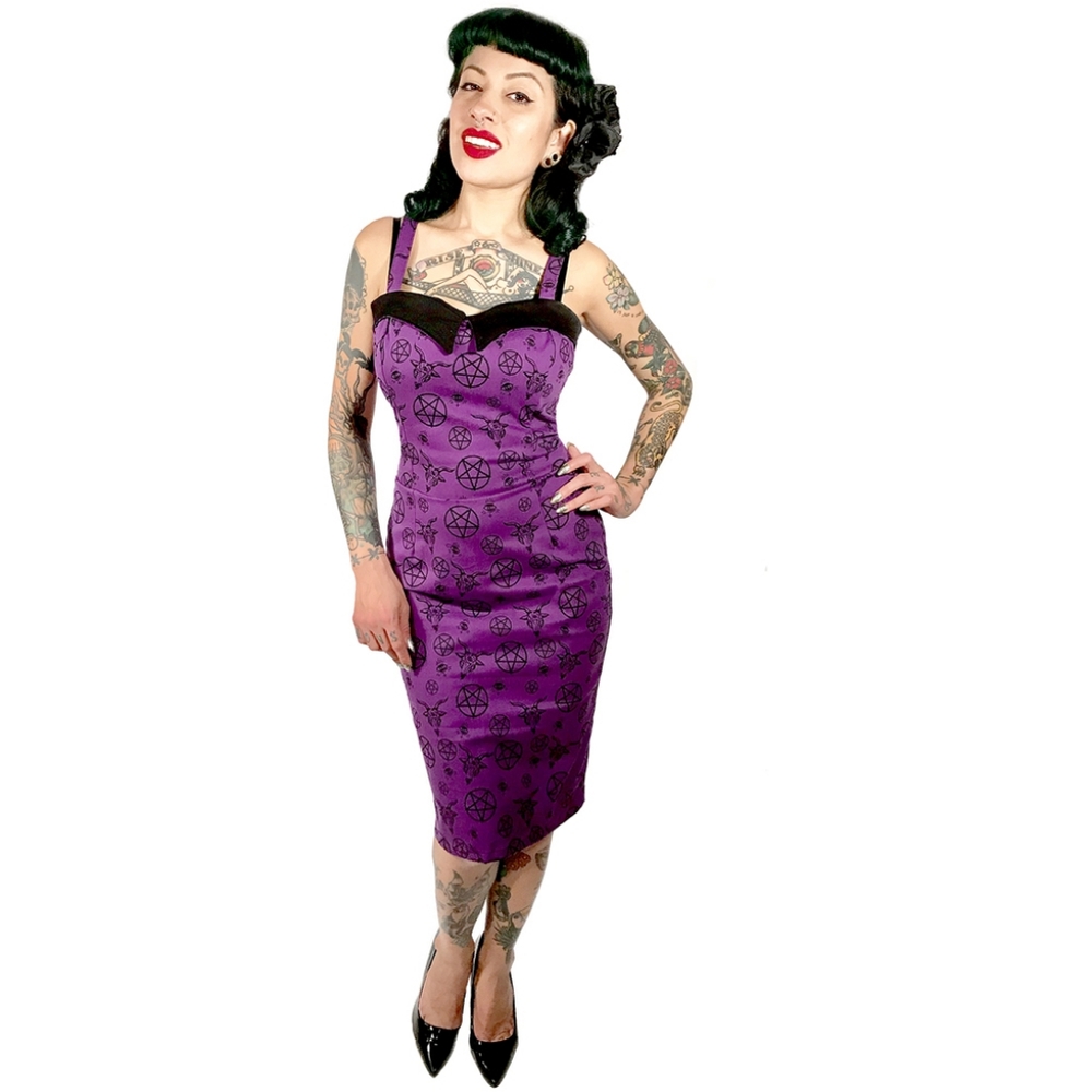1950s pin up dress pentagram satan